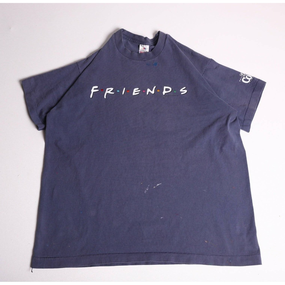 Vintage 90s Friends TV Show T Shirt XL Fruit of the Loom Made in USA Navy Blue